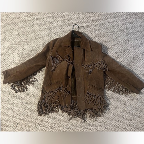 Brown suede vintage fringe Jacket - Picture 3 of 7